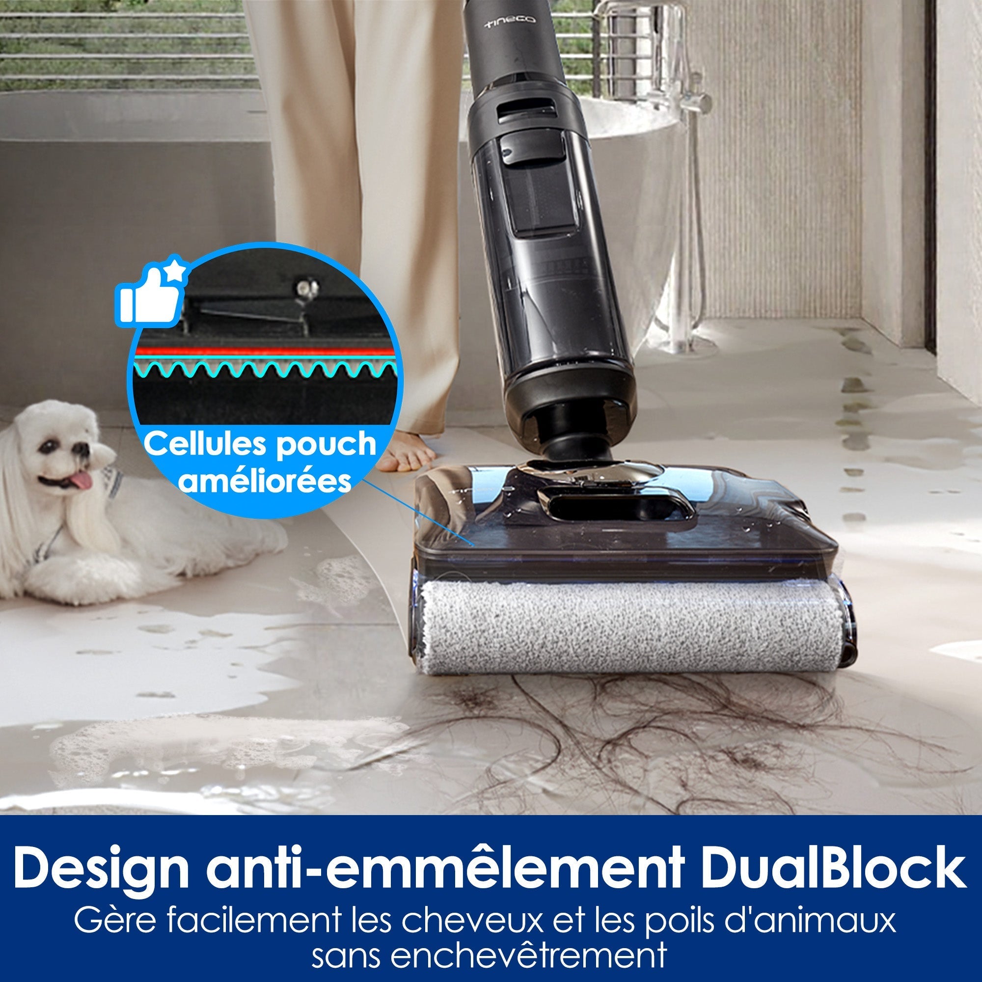 Tineco FLOOR ONE S7 Stretch Steam Aspirateur Balai Vapeur Sans Fil Tout-en-Un